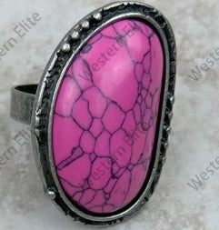 PINK Silver with hot pink stone oval