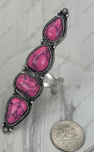 Metal with stones long bar Ring