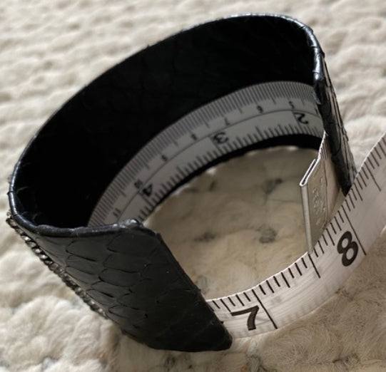 Snake Black Leather Cuff Bracelet