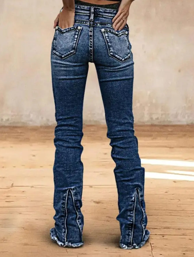 Wash Raw Hem Bootcut Jeans