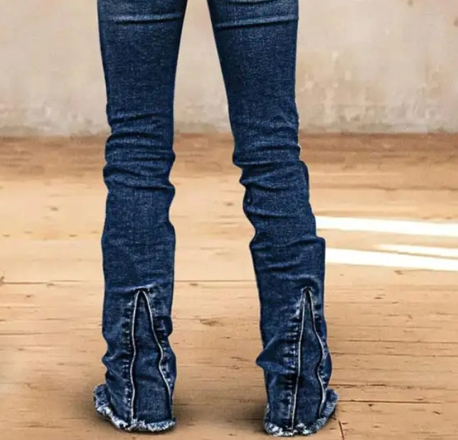 Wash Raw Hem Bootcut Jeans