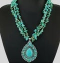Turquoise Beaded Necklace Tear Drop Necklace