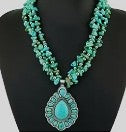 Turquoise Beaded Necklace Tear Drop Necklace
