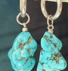Handmade Natural Turquoise Bead Earrings