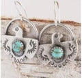 Inlaid Turquoise Eagle Pendant Earrings