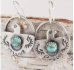 Inlaid Turquoise Eagle Pendant Earrings