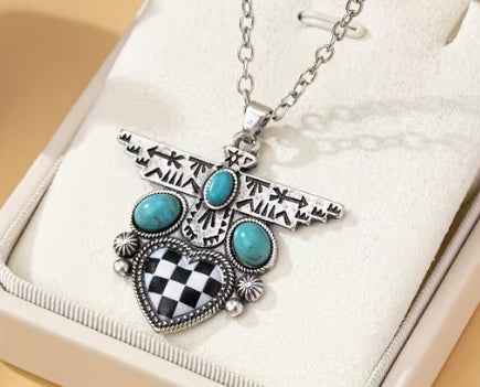 Turquoise Eagle Heart Necklace