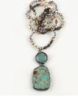 Natural stone and glass pendant 20" Necklace
