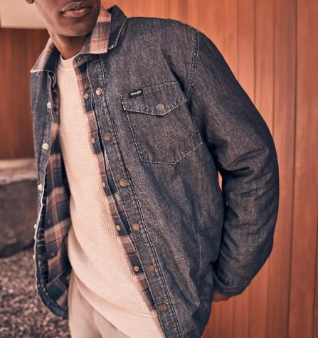 Wrangler Printed Fleece Lined Denim Shirt