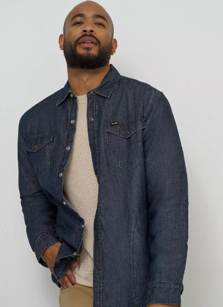 Wrangler Printed Fleece Lined Denim Shirt