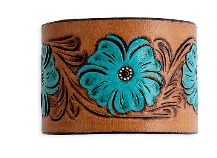MYRA Bold Blossom Leather Cuff Bracelet