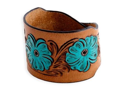 MYRA Bold Blossom Leather Cuff Bracelet