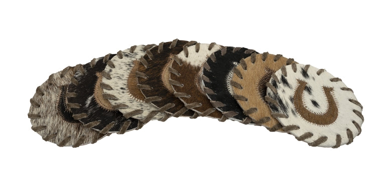 Round Natural Cowhide Coasters (1)