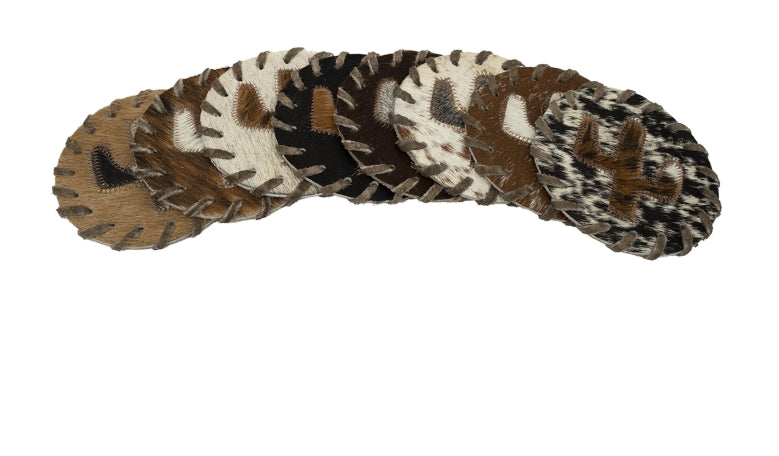 Round Natural Cowhide Coasters (1)