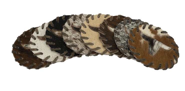 Round Natural Cowhide Coasters (1)