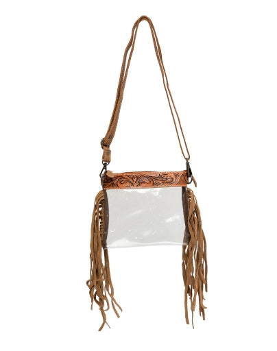 Clear Leather Fringe Purse