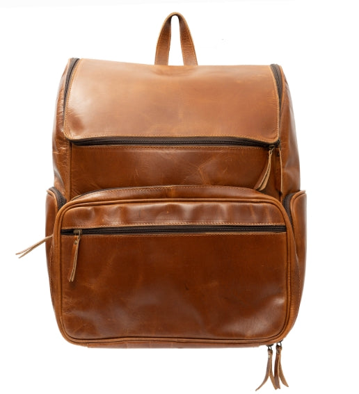 Solid Leather Expandable Backpack