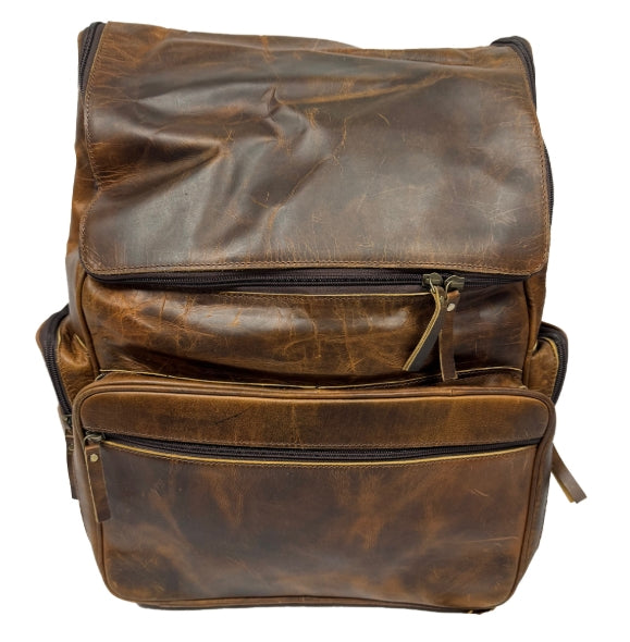 Solid Leather Expandable Backpack