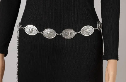 Bull Skull Concho Chain Belt