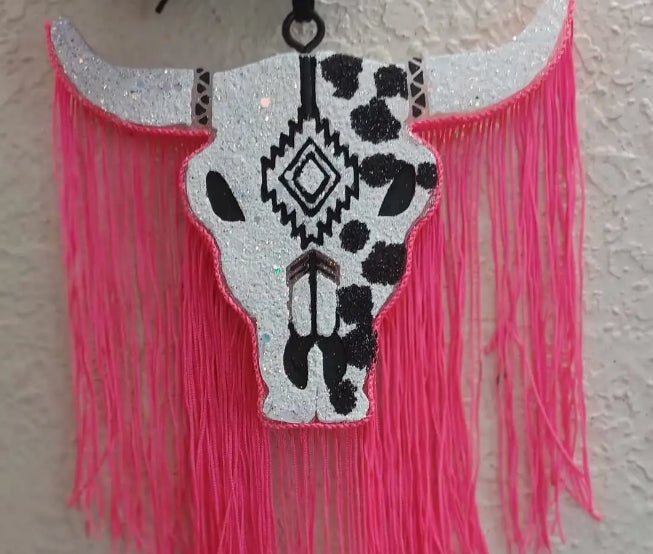 Pink and Mint Bull Freshie Fruit Loop/Vent Clip