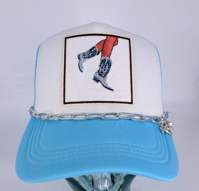 Rhinestone Boots trucker Hat
