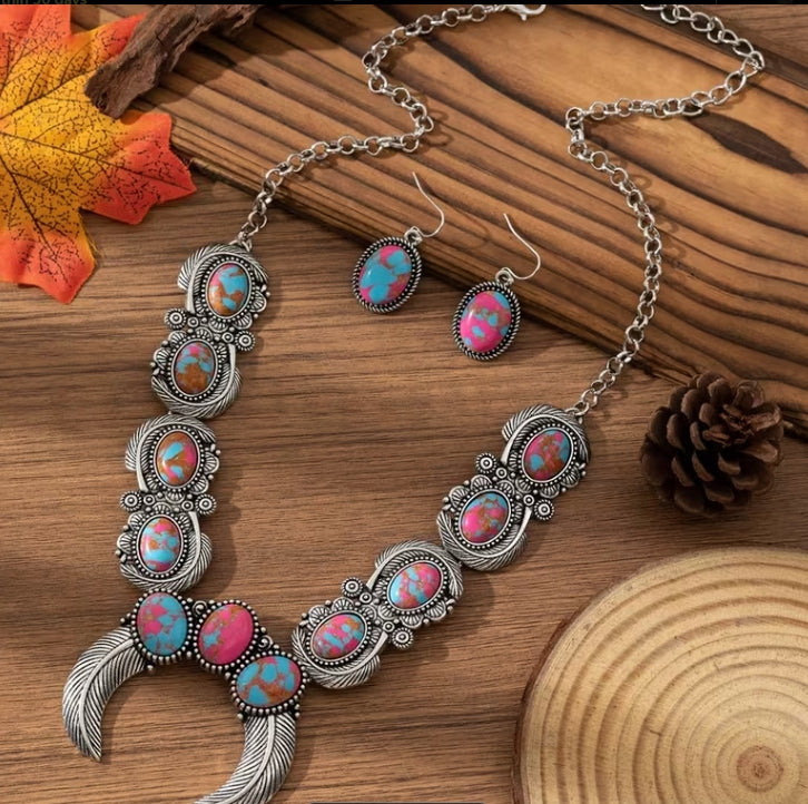 Antler necklace and earrings