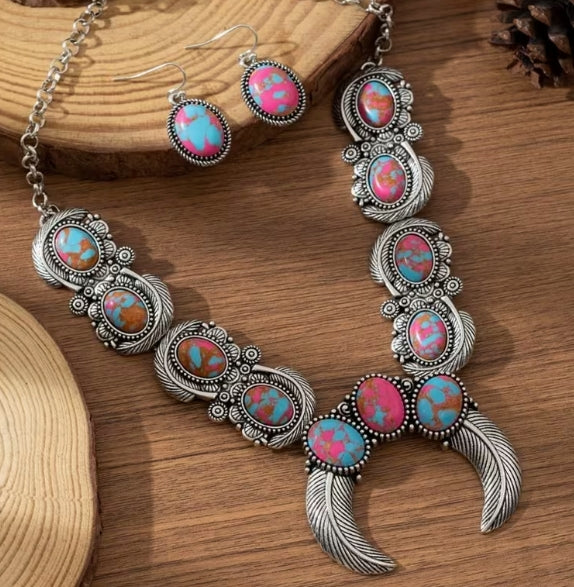 Antler necklace and earrings