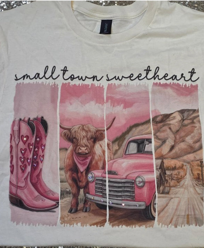 Small Town Sweetheart w/Rhinestones Tee