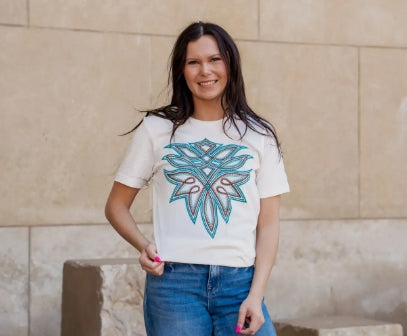 Boot Stitch on Vintage White - Western Tee