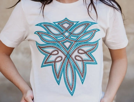 Boot Stitch on Vintage White - Western Tee