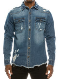 Men's Ripped Denim Overshirt