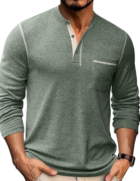 Men's Henley Long Sleeve Green