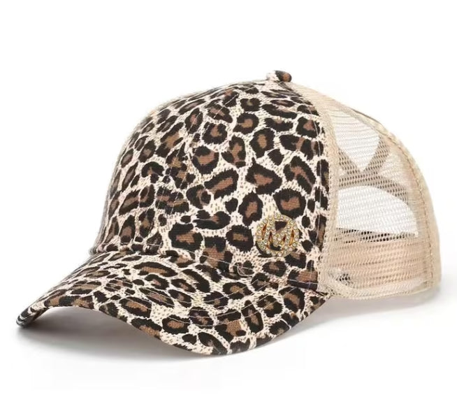 Leopard Print Rhinestone Hat