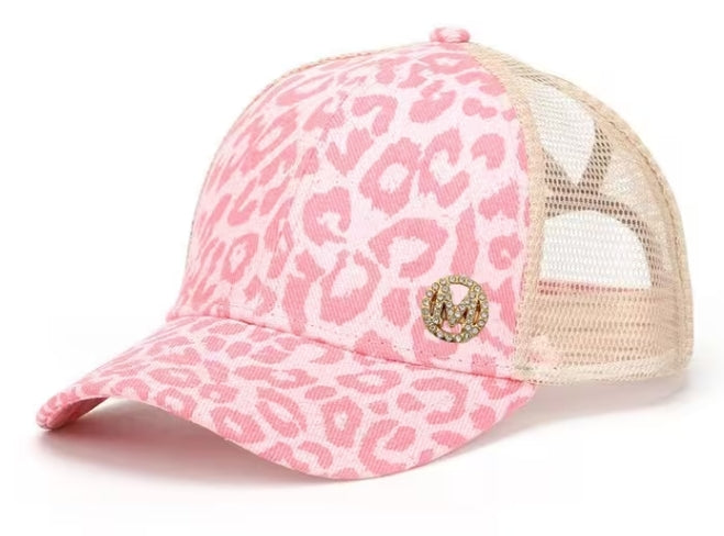 Leopard Print Rhinestone Hat