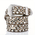 Leopard PU Rhinestone Belt