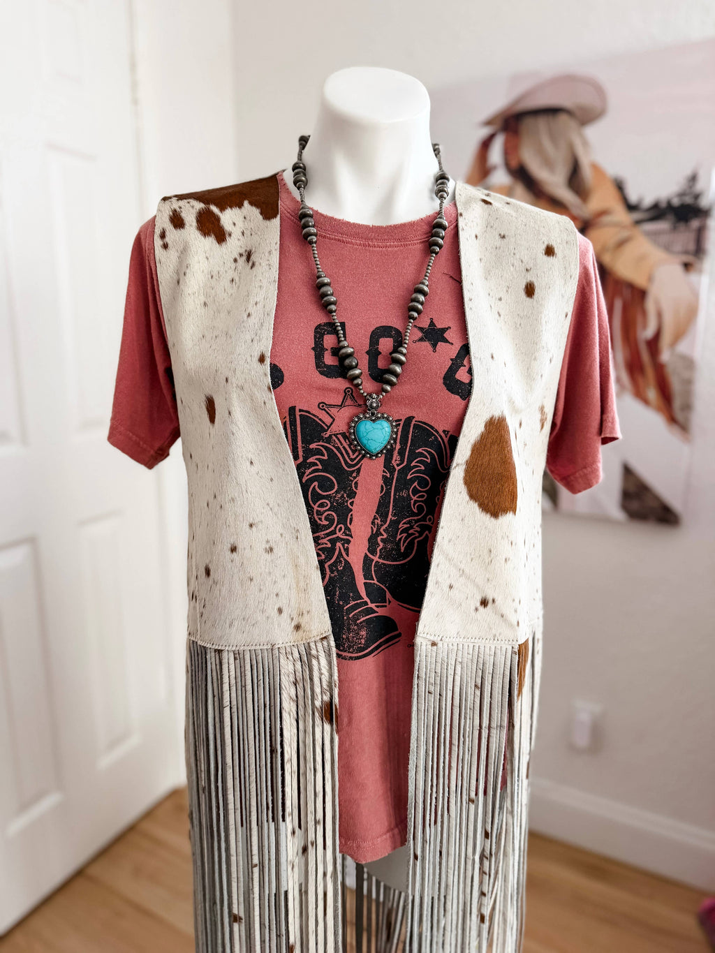 Western Style Navajo Pearl Turquoise Heart Pendant Necklace