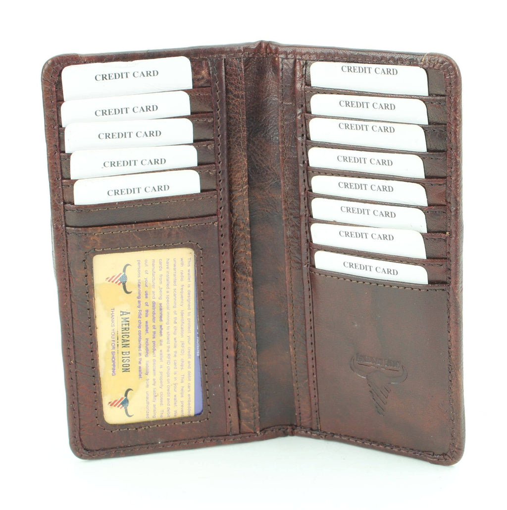 Large leather bi fold with tooled leather
