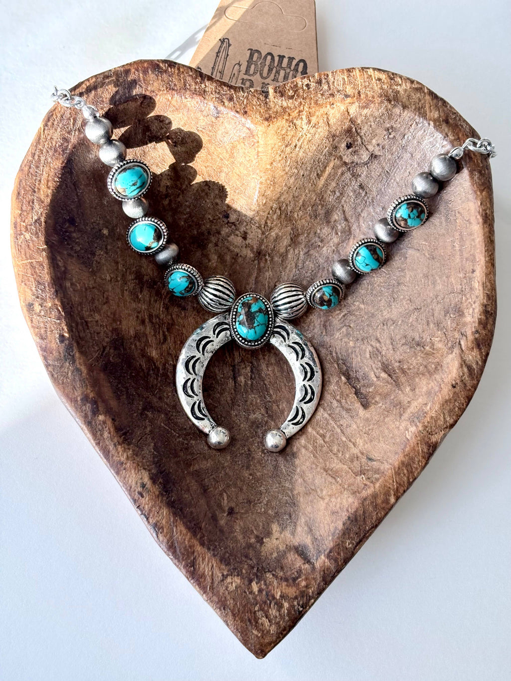Western Style Turquoise Stone Pendant Necklace