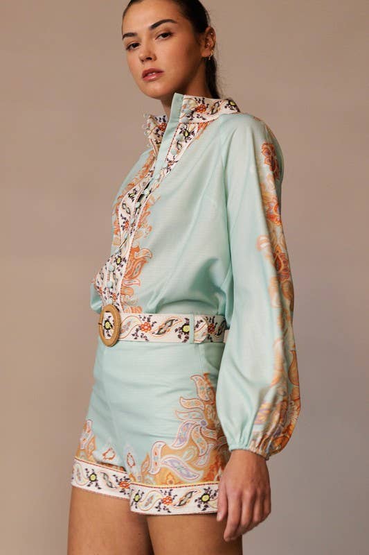 Paisley Boxy Shorts w/Belt