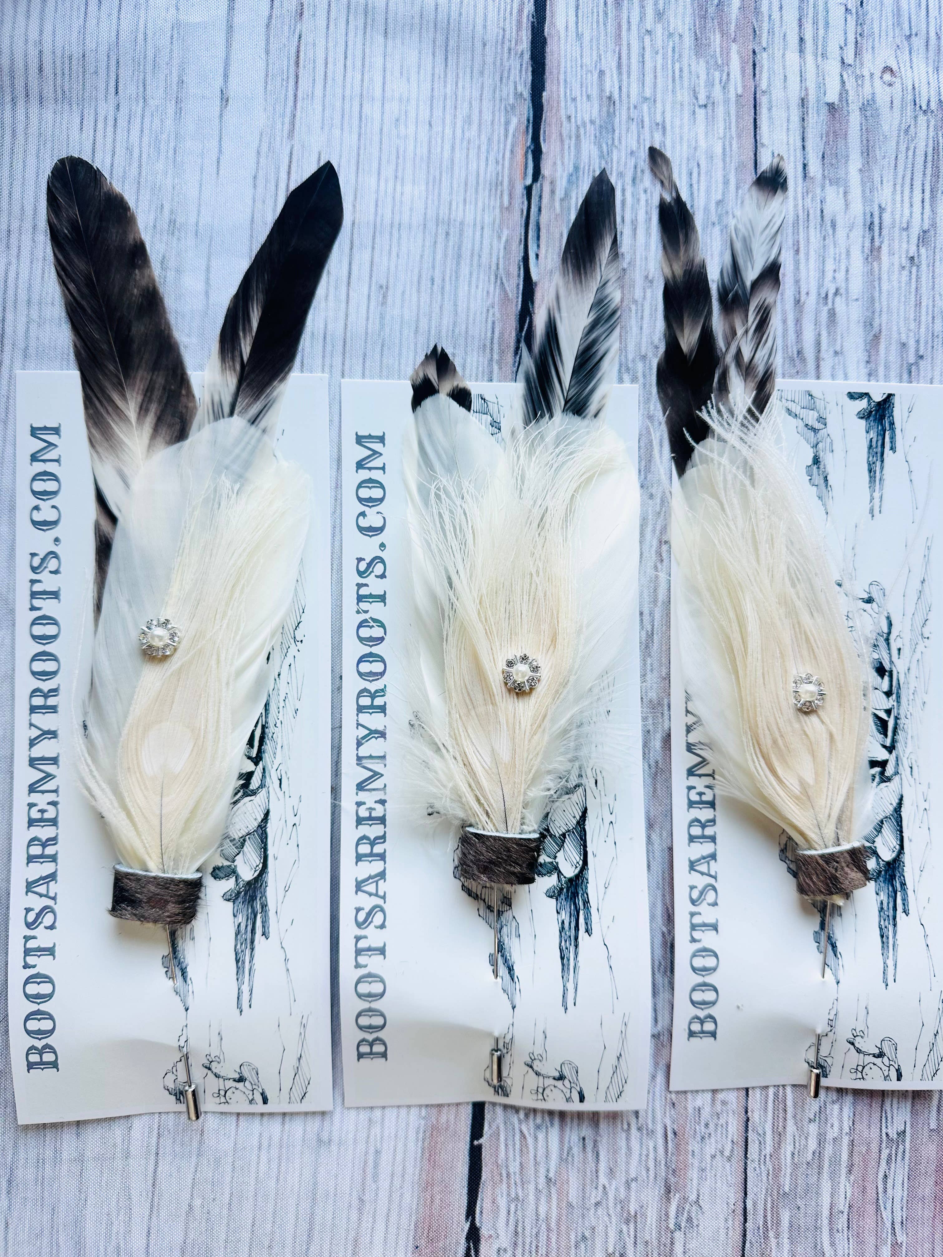Mixed Feather Hat Pins