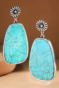 Large Turquoise Slab Concho Drop Earrings
