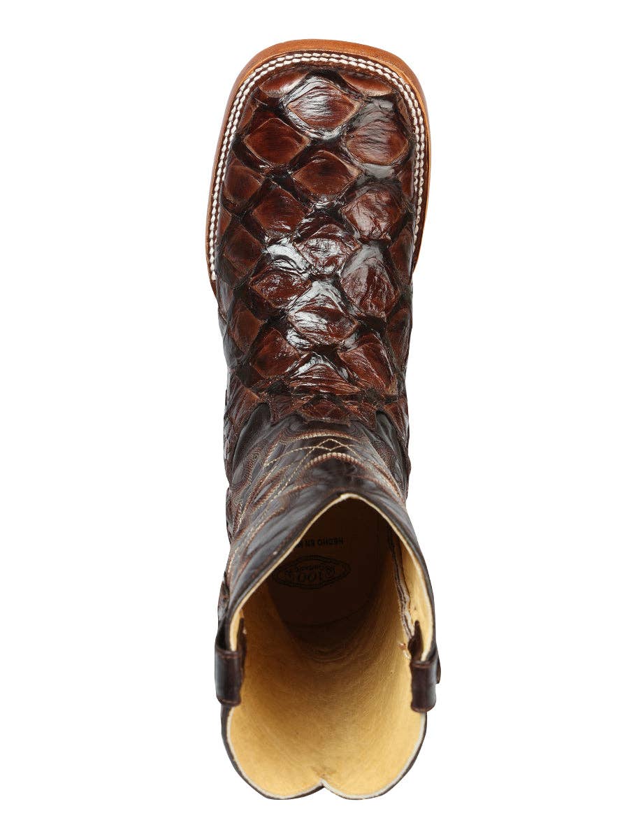 Exotic Monster Fish Rodeo Boots - Brown