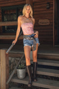 Vegan Leather Embroidered Western Corset Top