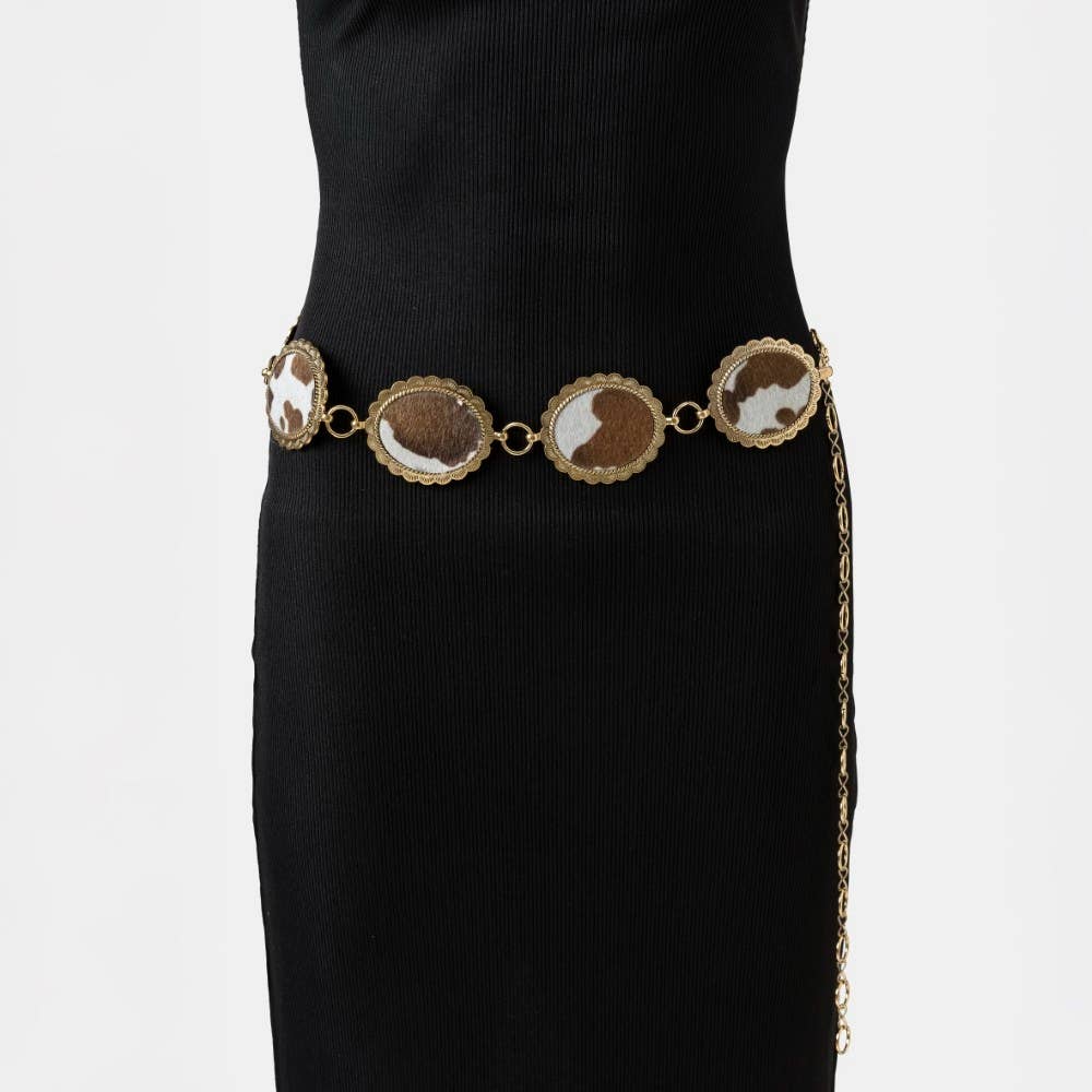 Western Cowhide Disc Chain Belt
