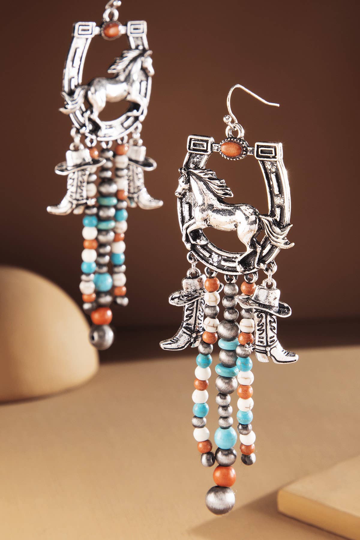 Stone Horse Fringe Earrings
