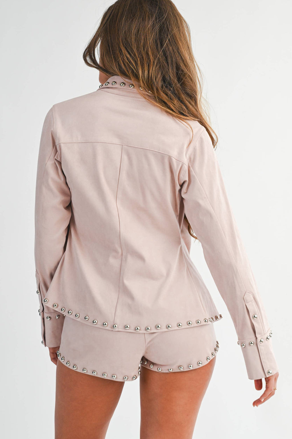Suede Studded High-Waist Shorts