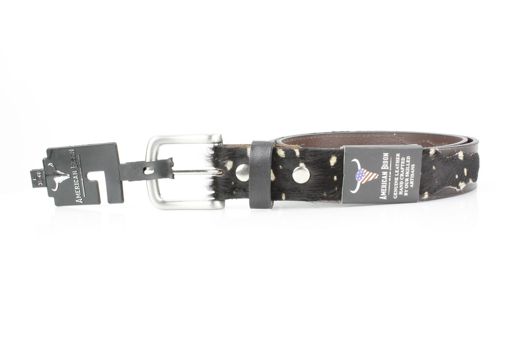 Black Hair-on-Hide Patch Leather Belt