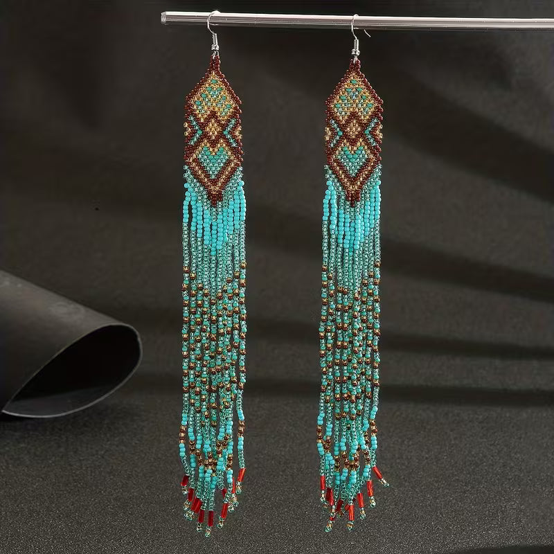 Handmade Beaded Tassel Earrings GLD