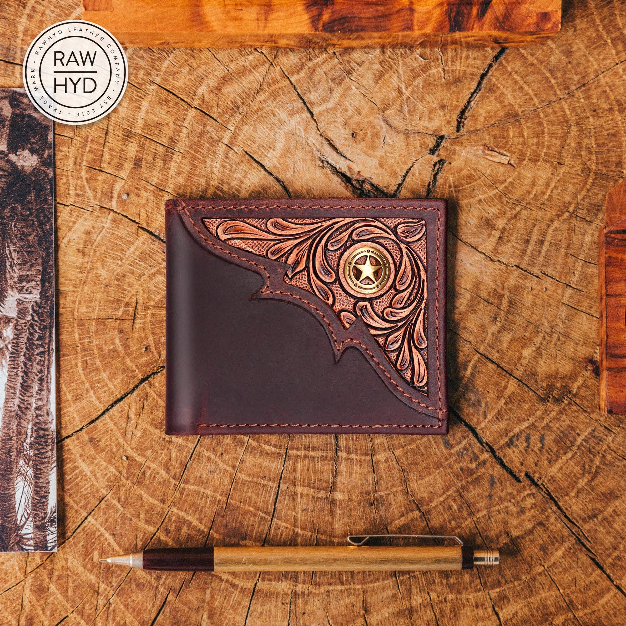 Tooled Leather & Concho Wallet
