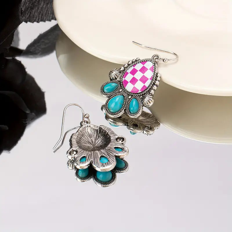 Pink Checker Earrings